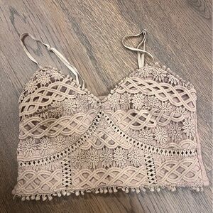 Tan Crochet Crop Top